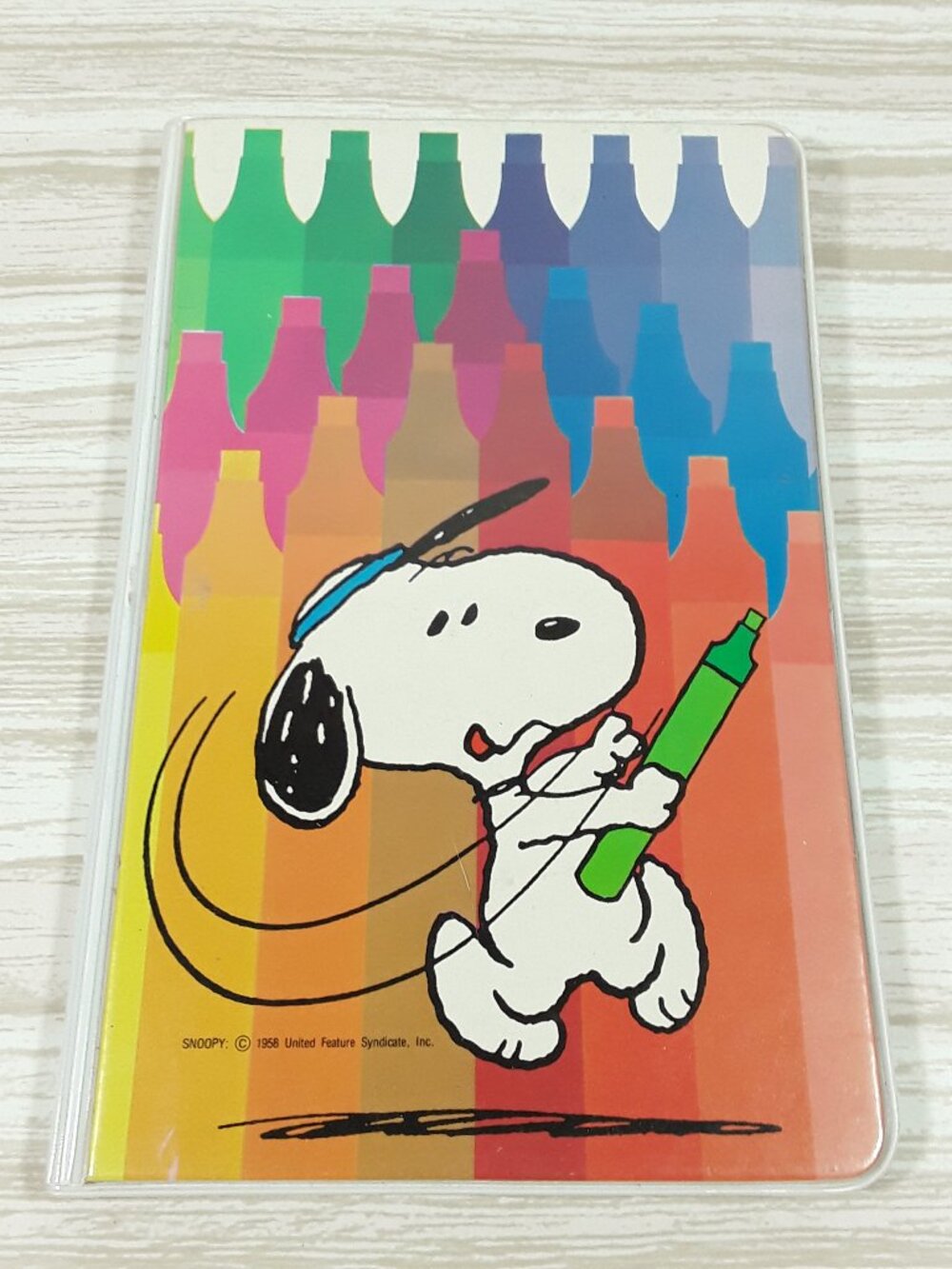 Vtg SNOOPY Notepad Folder 8.5x5.5 Hard Cover Note Paper Peanuts school supplies